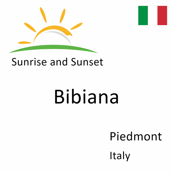 Sunrise and sunset times for Bibiana, Piedmont, Italy