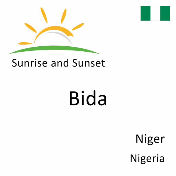 Sunrise and sunset times for Bida, Niger, Nigeria