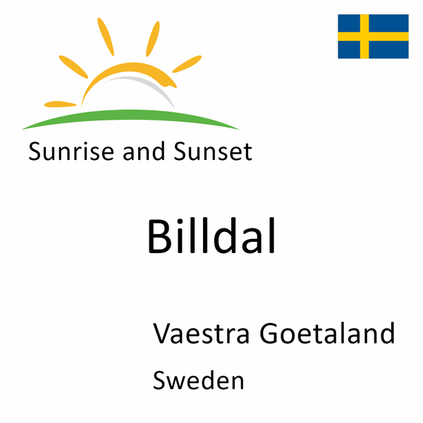 Sunrise and sunset times for Billdal, Vaestra Goetaland, Sweden