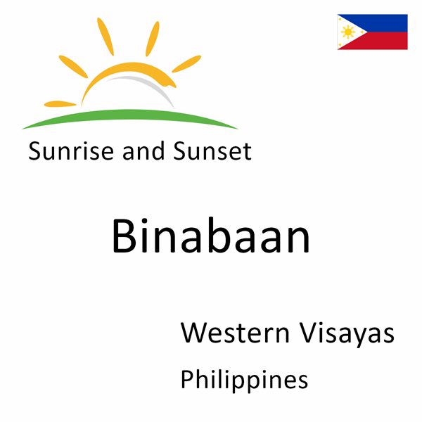 Sunrise and sunset times for Binabaan, Western Visayas, Philippines