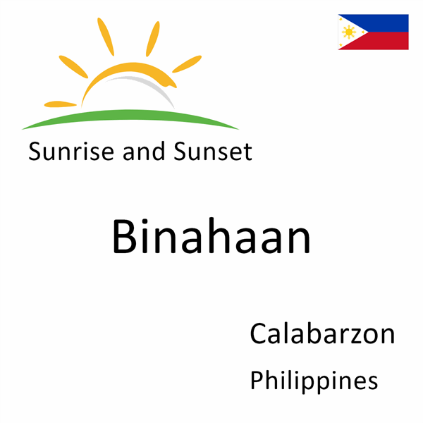 Sunrise and sunset times for Binahaan, Calabarzon, Philippines