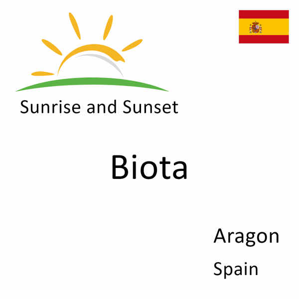 Sunrise and sunset times for Biota, Aragon, Spain