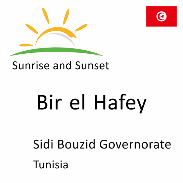 Sunrise and sunset times for Bir el Hafey, Sidi Bouzid Governorate, Tunisia