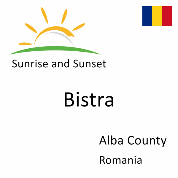 Sunrise and sunset times for Bistra, Alba County, Romania
