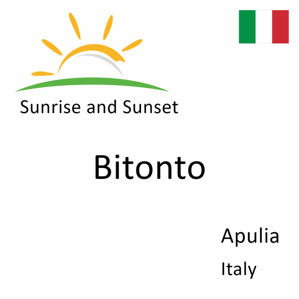 Sunrise and sunset times for Bitonto, Apulia, Italy