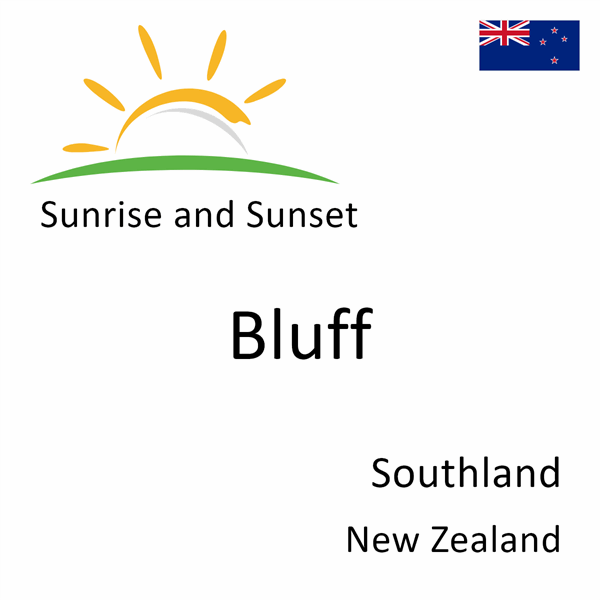 Sunrise and sunset times for Bluff, Southland, New Zealand