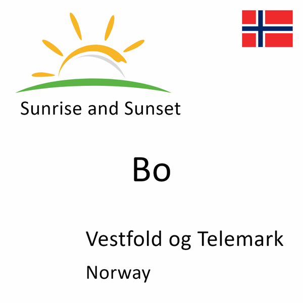 Sunrise and sunset times for Bo, Vestfold og Telemark, Norway