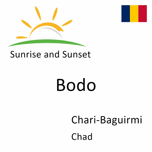 Sunrise and sunset times for Bodo, Chari-Baguirmi, Chad