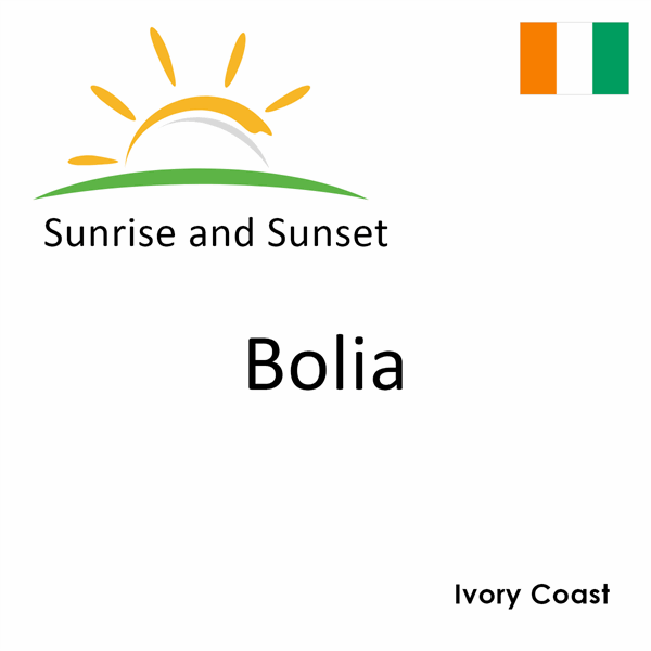 Sunrise and sunset times for Bolia, Ivory Coast