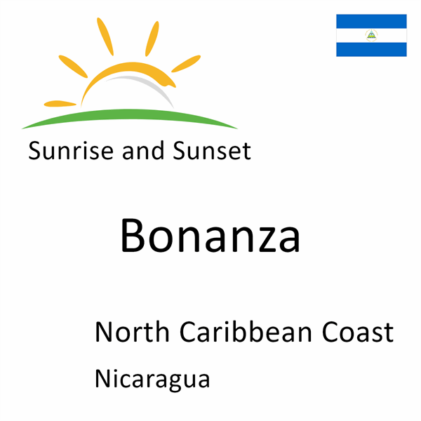 Sunrise and sunset times for Bonanza, North Caribbean Coast, Nicaragua