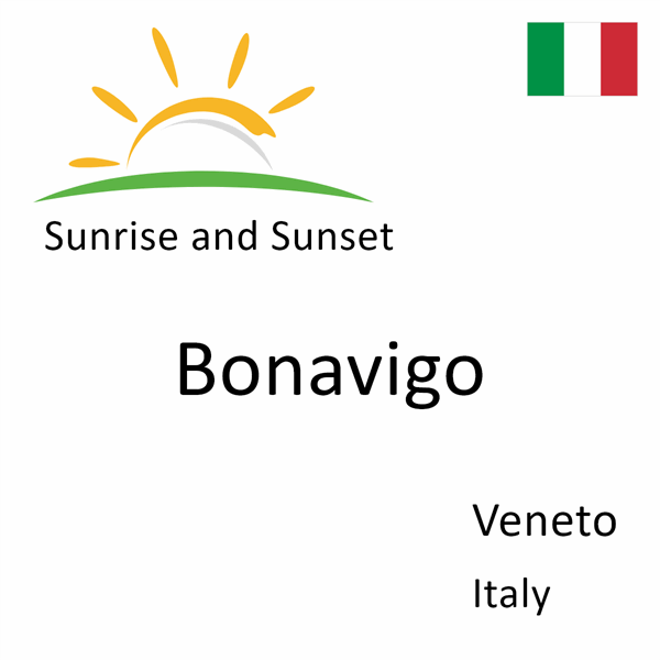 Sunrise and sunset times for Bonavigo, Veneto, Italy