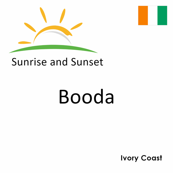 Sunrise and sunset times for Booda, Ivory Coast