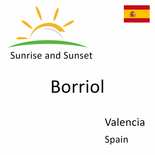 Sunrise and sunset times for Borriol, Valencia, Spain