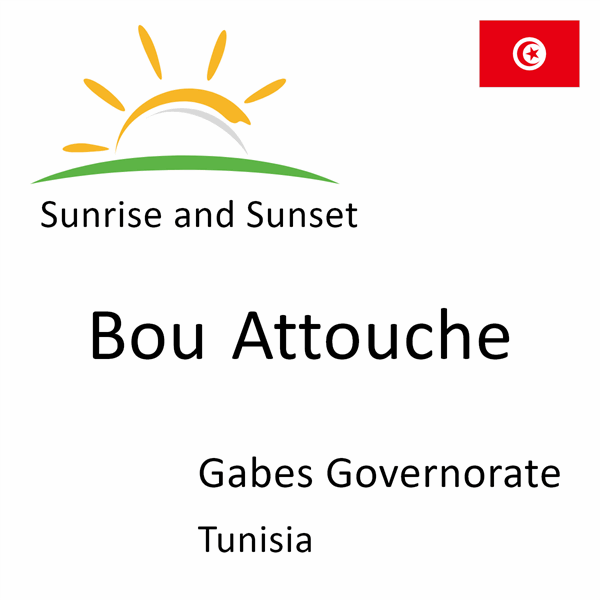 Sunrise and sunset times for Bou Attouche, Gabes Governorate, Tunisia