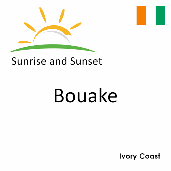 Sunrise and sunset times for Bouake, Ivory Coast
