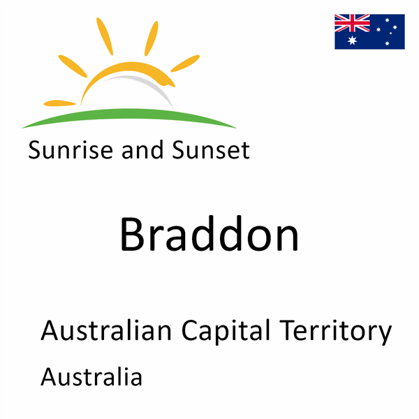 Sunrise and sunset times for Braddon, Australian Capital Territory, Australia