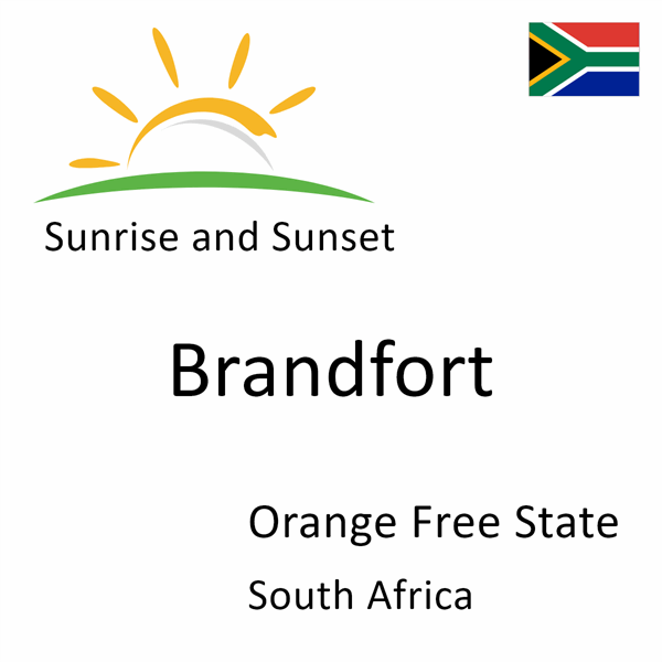 Sunrise and sunset times for Brandfort, Orange Free State, South Africa