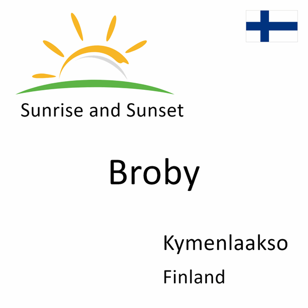 Sunrise and sunset times for Broby, Kymenlaakso, Finland