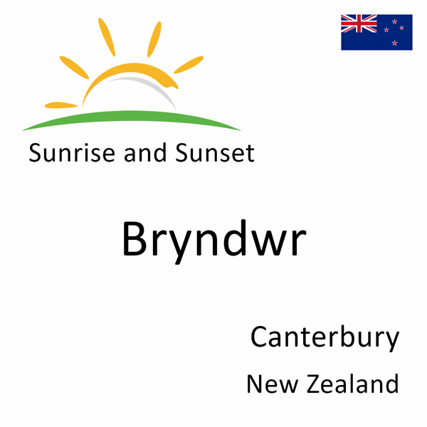 Sunrise and sunset times for Bryndwr, Canterbury, New Zealand
