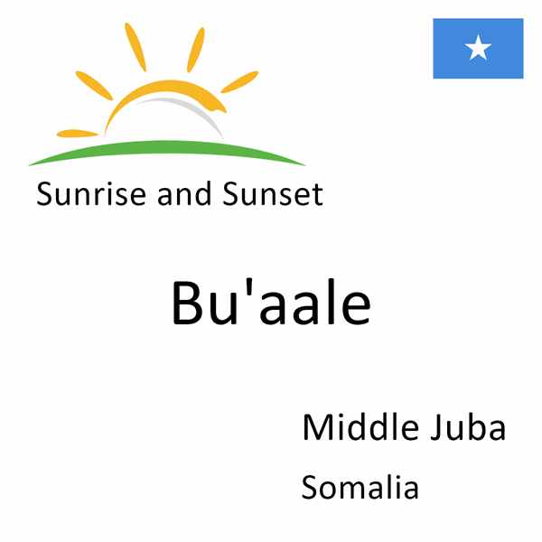 Sunrise and sunset times for Bu'aale, Middle Juba, Somalia