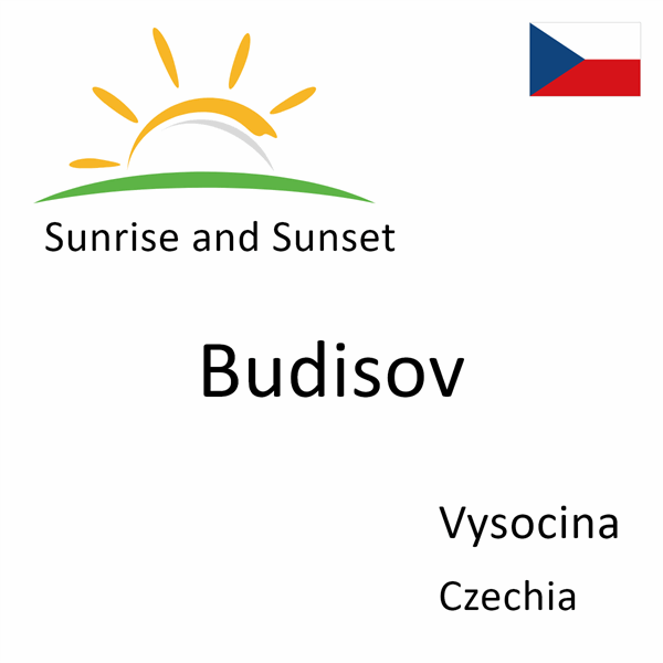 Sunrise and sunset times for Budisov, Vysocina, Czechia