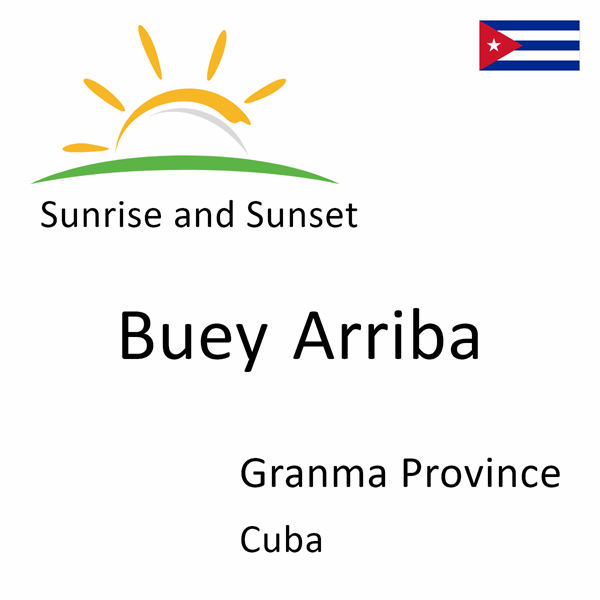 Sunrise and sunset times for Buey Arriba, Granma Province, Cuba