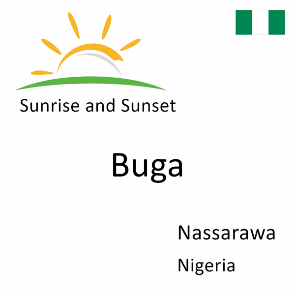 Sunrise and sunset times for Buga, Nassarawa, Nigeria