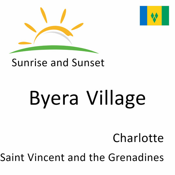 Sunrise and sunset times for Byera Village, Charlotte, Saint Vincent and the Grenadines