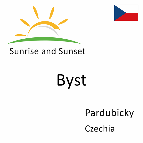 Sunrise and sunset times for Byst, Pardubicky, Czechia