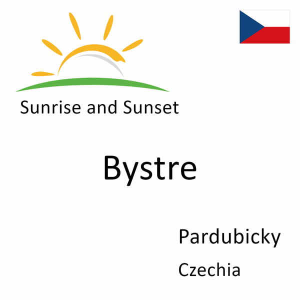 Sunrise and sunset times for Bystre, Pardubicky, Czechia