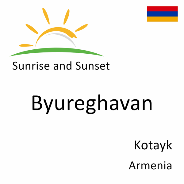 Sunrise and sunset times for Byureghavan, Kotayk, Armenia