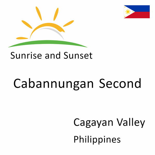 Sunrise and sunset times for Cabannungan Second, Cagayan Valley, Philippines