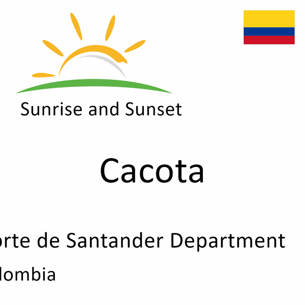 Sunrise and sunset times for Cacota, Norte de Santander Department, Colombia