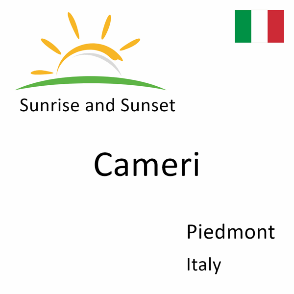 Sunrise and sunset times for Cameri, Piedmont, Italy