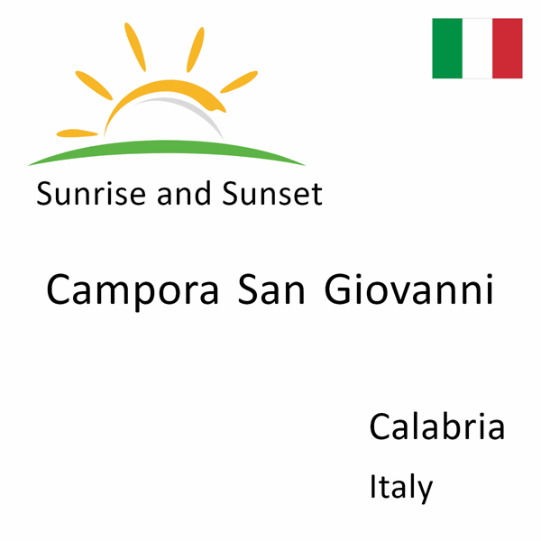 Sunrise and sunset times for Campora San Giovanni, Calabria, Italy