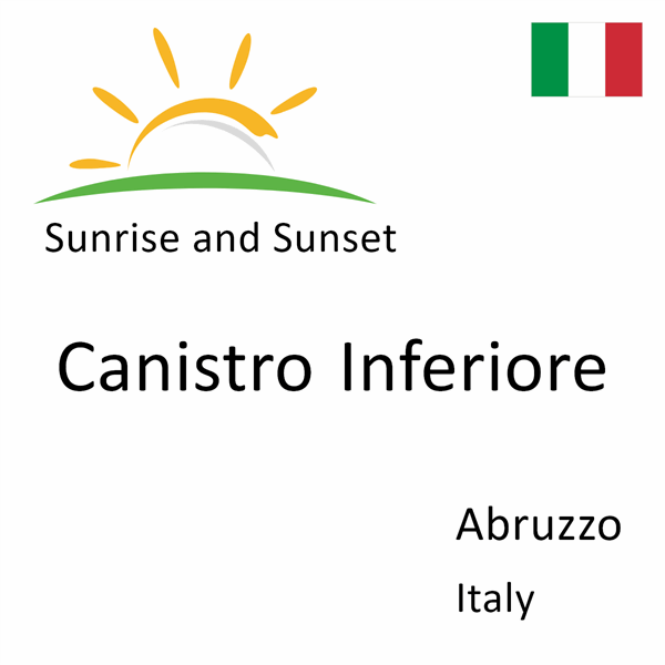 Sunrise and sunset times for Canistro Inferiore, Abruzzo, Italy