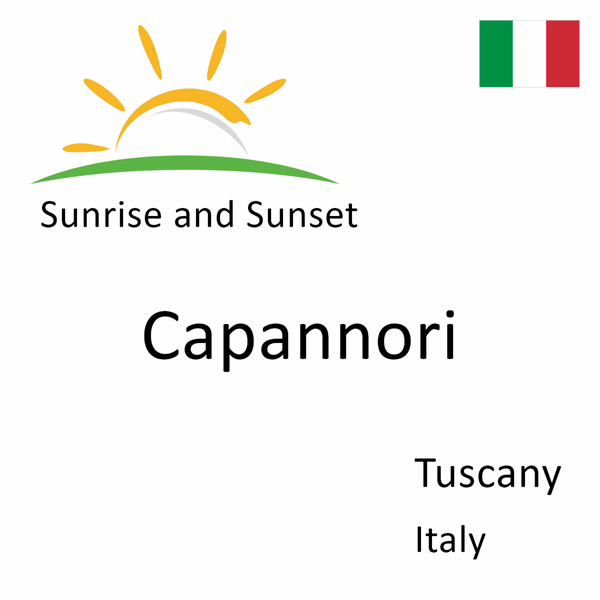 Sunrise and sunset times for Capannori, Tuscany, Italy