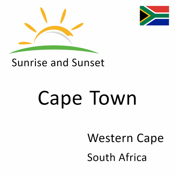 Sunrise and sunset times for Cape Town, Western Cape, South Africa