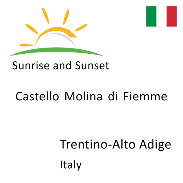 Sunrise and sunset times for Castello Molina di Fiemme, Trentino-Alto Adige, Italy