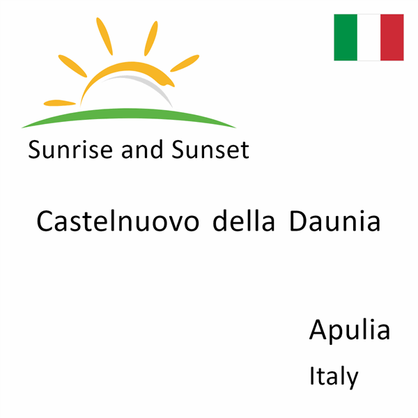 Sunrise and sunset times for Castelnuovo della Daunia, Apulia, Italy