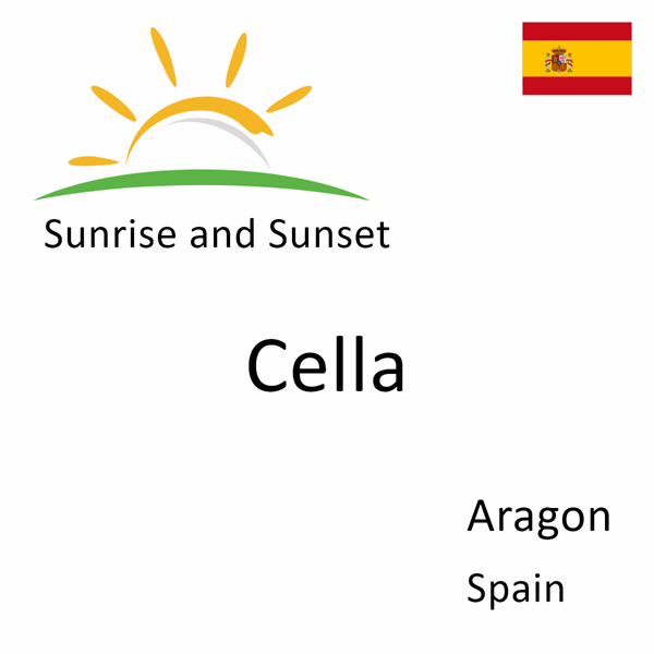 Sunrise and sunset times for Cella, Aragon, Spain