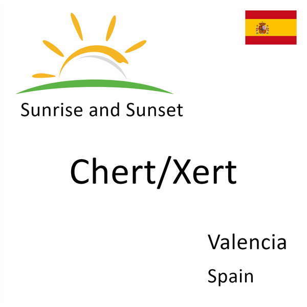 Sunrise and sunset times for Chert/Xert, Valencia, Spain