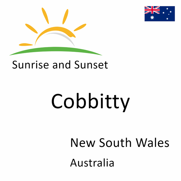 Sunrise and sunset times for Cobbitty, New South Wales, Australia