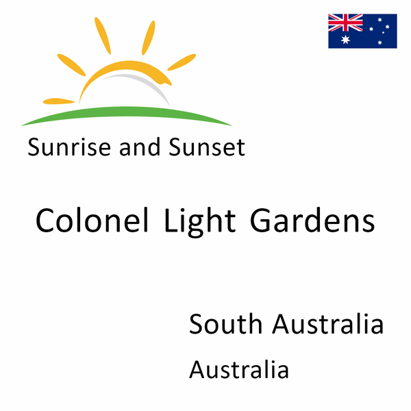 Sunrise and sunset times for Colonel Light Gardens, South Australia, Australia