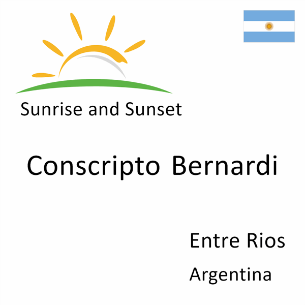 Sunrise and sunset times for Conscripto Bernardi, Entre Rios, Argentina