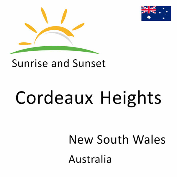 Sunrise and sunset times for Cordeaux Heights, New South Wales, Australia