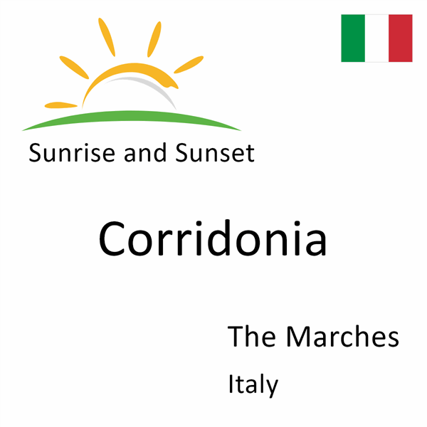 Sunrise and sunset times for Corridonia, The Marches, Italy