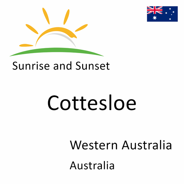 Sunrise and sunset times for Cottesloe, Western Australia, Australia
