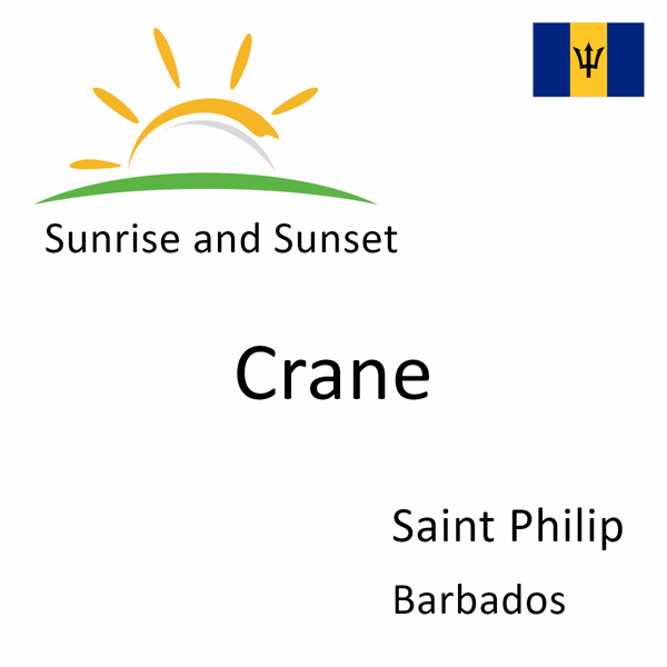 Sunrise and sunset times for Crane, Saint Philip, Barbados