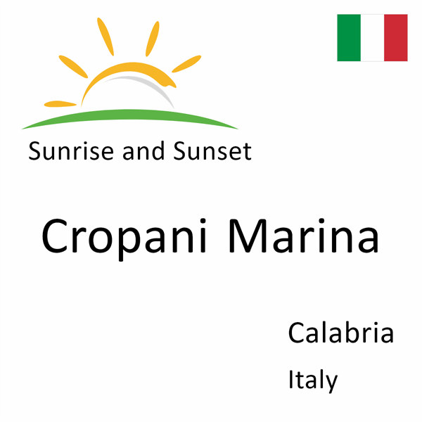 Sunrise and sunset times for Cropani Marina, Calabria, Italy